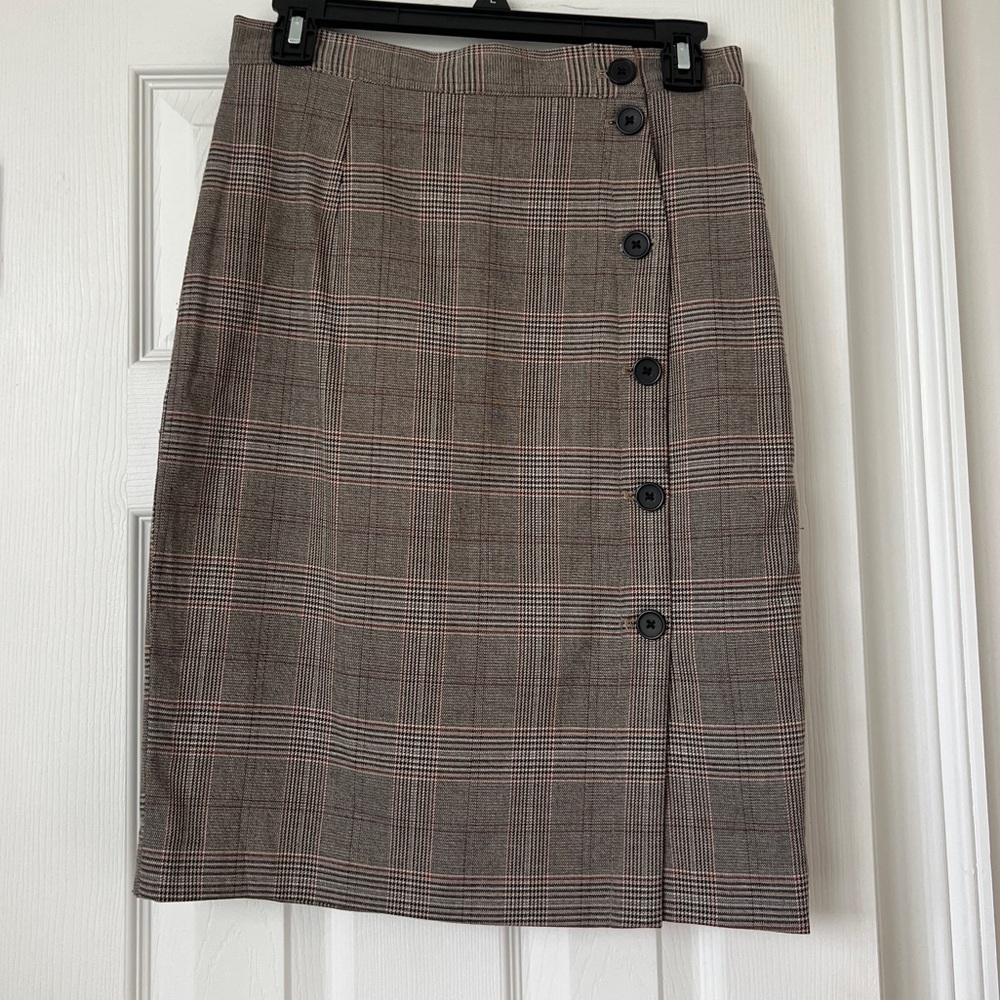 H&M Asymmetrical Plaid Skirt - Brown and Black